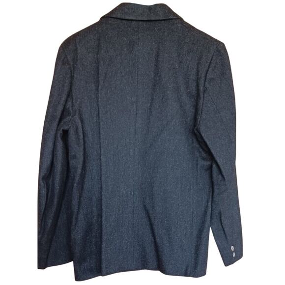 VTG Wool Blazer Womens Small Dark Gray W/ Front Pockets Mother of Pearl Buttons - Picture 2 of 2